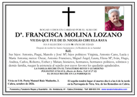 SEPELIO DE DO&Ntilde;A FRANCISCA MOLINA LOZANO