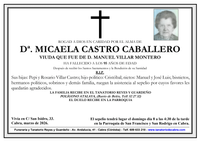 SEPELIO DE DO&Ntilde;A MICAELA CASTRO CABALLERO